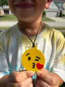 Kissing Emoji – “Call My Mum, She Misses Me!” Emergency QR Necklace & Cute Kids Bag Tag